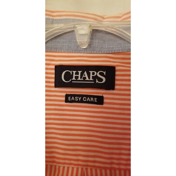 Men's Ralph Lauren Chaps Shirt  Medium EASY CARE Striped Short Sleeve Button - Picture 3 of 5